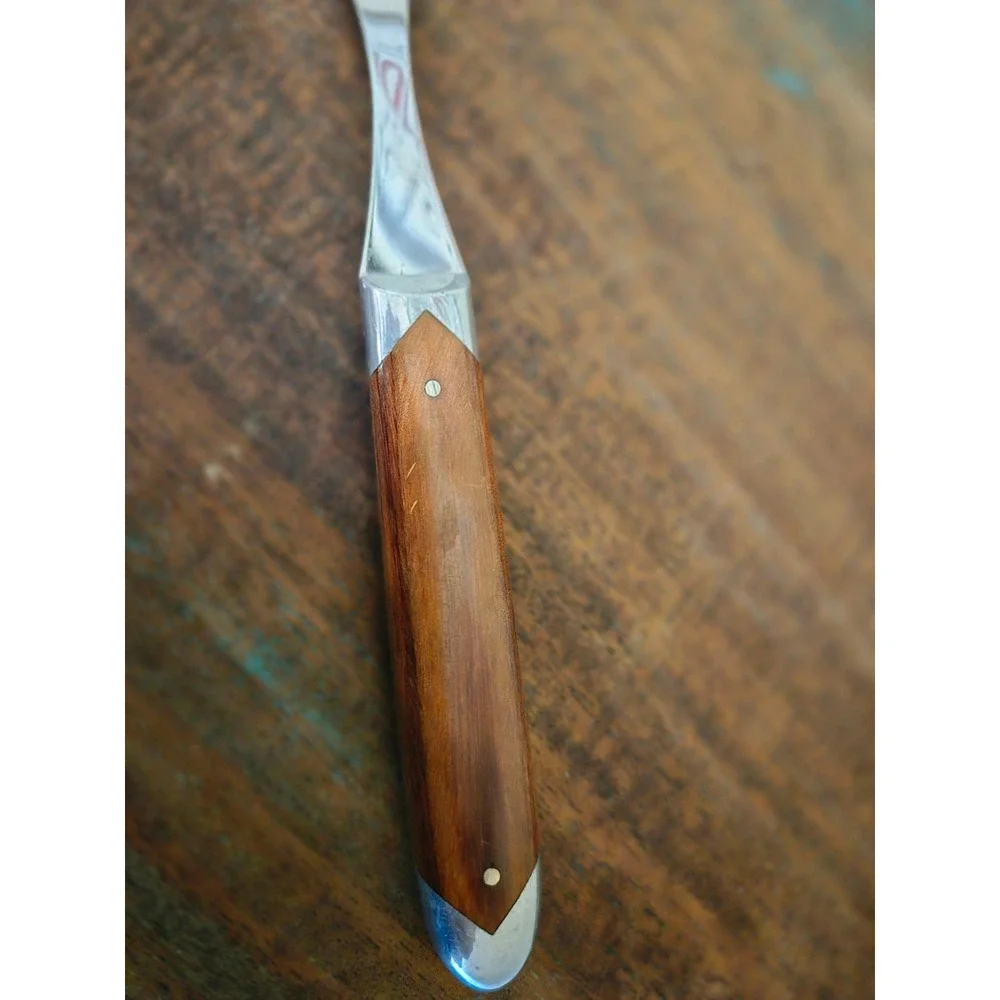 Queen Steel CF-41 Vintage Carving Fork Wood Handle Stainless Steel USA 10.75 in